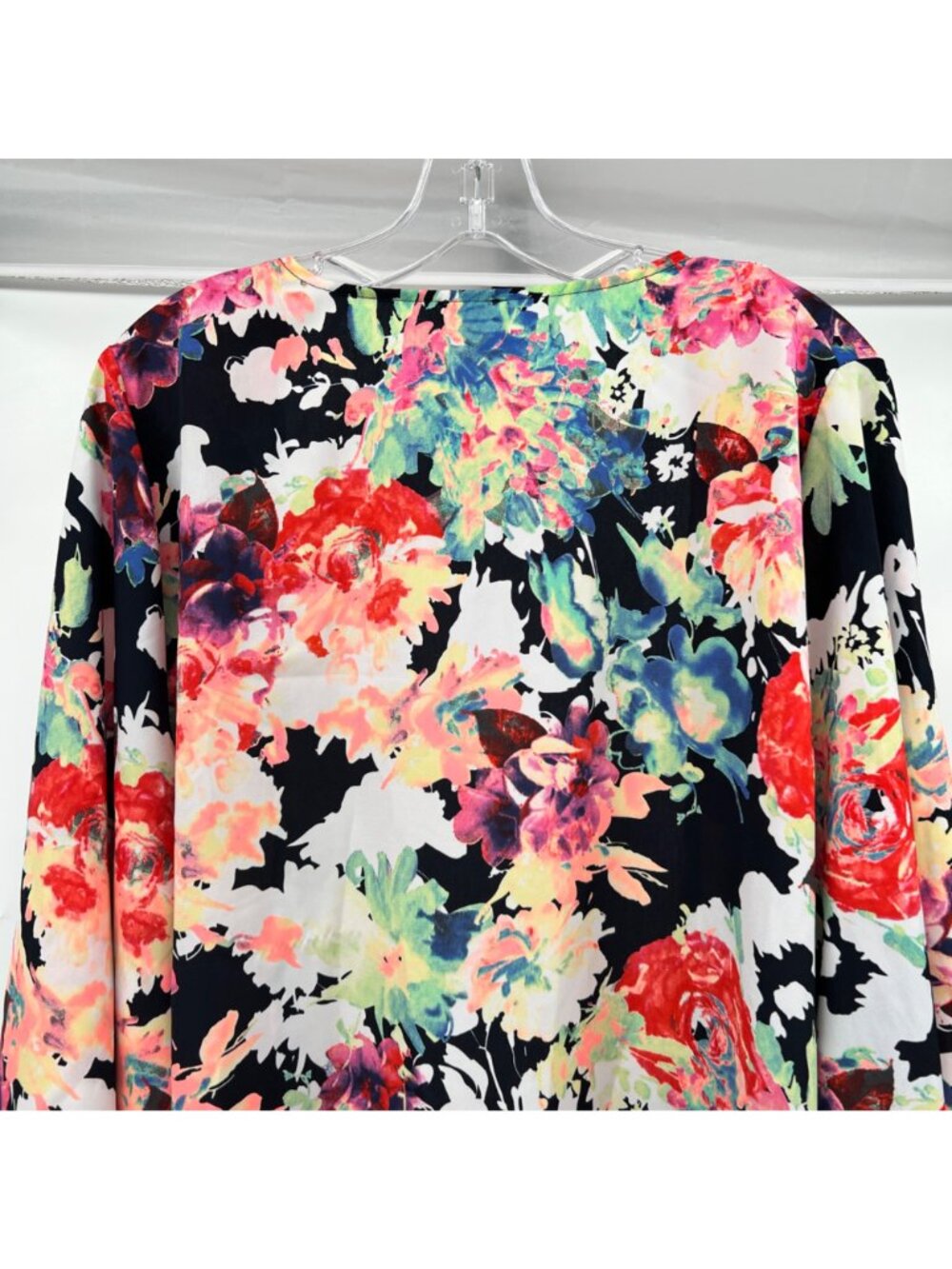 Wanna B Womens Floral Open Front Top 3/4 Sleeve Lightweight Size XL - Picture 6 of 9